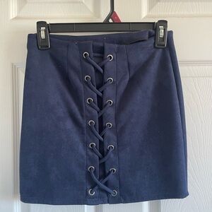 Navy Blue Lace-Up Skirt